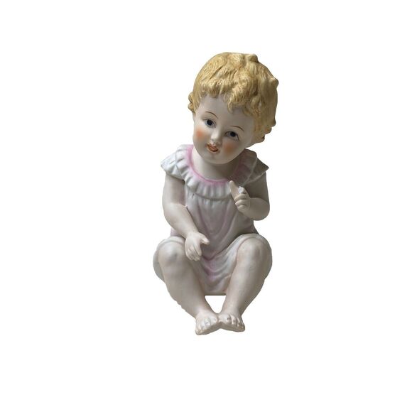 Bisque Porcelain Piano Baby Figurine #7534 Baby Sitting Upright - Picture 7 of 7